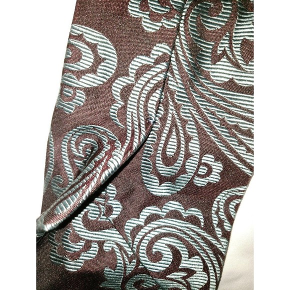 Barneys New York 100% Silk Tie Black Teal Paisley Weave Made in Italy University - Picture 5 of 6